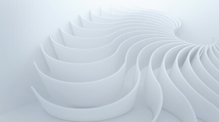 Abstract Architecture Background. White Circular Building. 3d Rendering	
