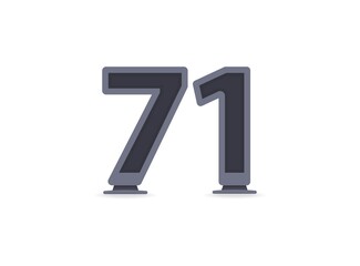 71 vector number design. For logo, brand label, design elements, corporate identity, application etc. İsolated vector illustration