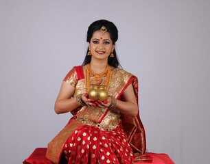 Indian Godess of prosperity / Lakshmi isolated on white.