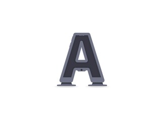 A letter technology font, phone or computer design. For logo, brand label, design elements, application etc. İsolated vector illustration