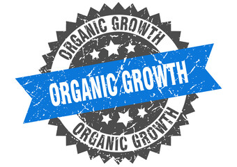 Obraz premium organic growth stamp. grunge round sign with ribbon
