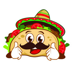 tacos food mascot cartoon in vector