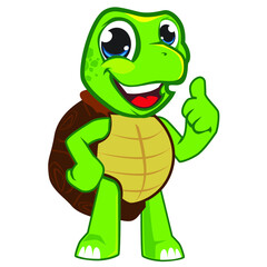 turtle mascot cartoon in vector