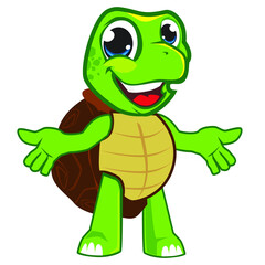 turtle mascot cartoon in vector