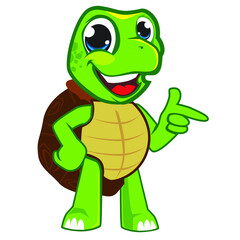 turtle mascot cartoon in vector