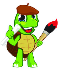 turtle mascot cartoon in vector