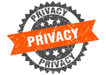 privacy stamp. grunge round sign with ribbon