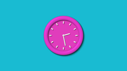 12 hours 3d wall clock isolated on cyan background,Counting down 3d wall clock