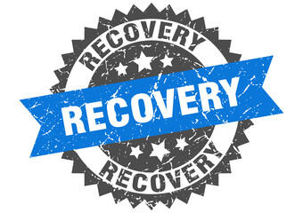 recovery stamp. grunge round sign with ribbon