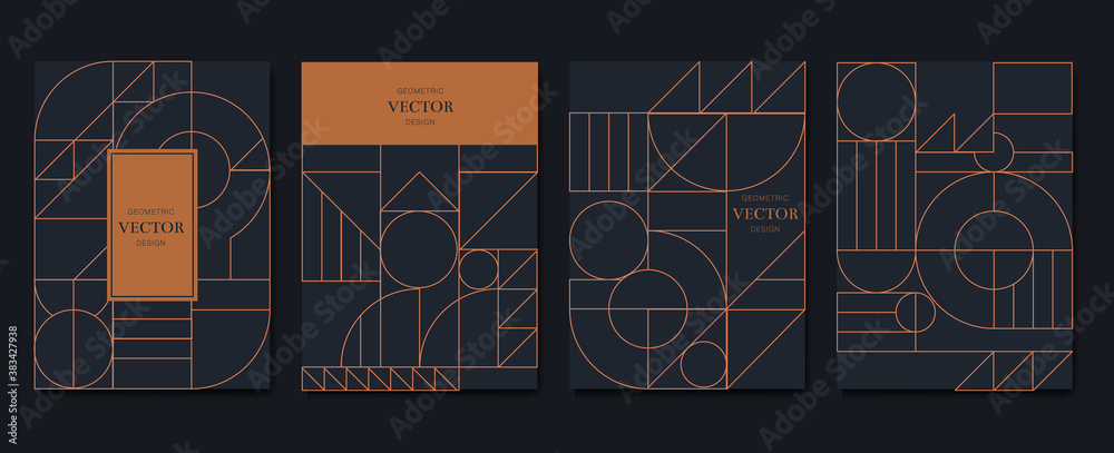 Wall mural gold and luxury invitation card design vector. abstract geometry frame and art deco pattern backgrou