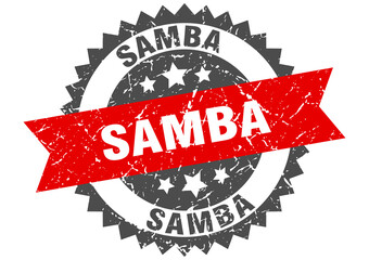 samba stamp. grunge round sign with ribbon