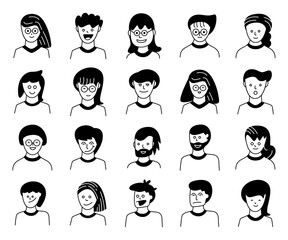 people portrait face avatar icons vector set
