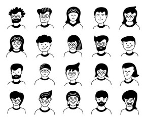 people portrait face avatar icons vector set