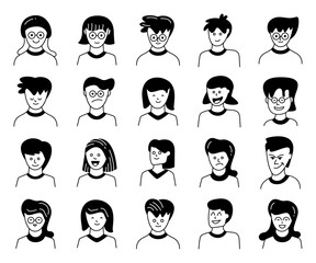 people portrait face avatar icons vector set
