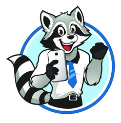 raccoon animal mascot cartoon in vector