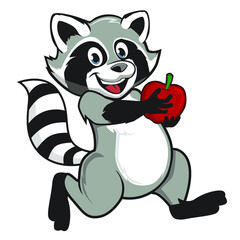 raccoon animal mascot cartoon in vector