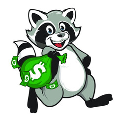 raccoon animal mascot cartoon in vector