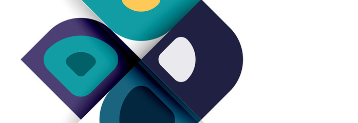 Set of vector modern geometric abstract backgrounds with repeating abstract round shapes patterns and shadow effects