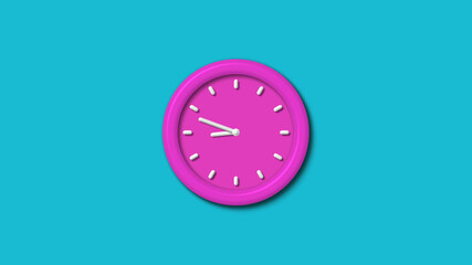 12 hours counting down 3d wall clock isolated on cyan background,wall clock isolated