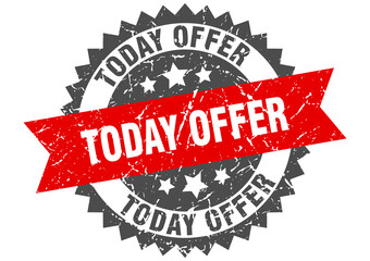 today offer stamp. grunge round sign with ribbon