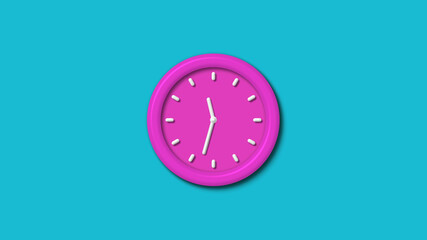 12 hours counting down 3d wall clock isolated on cyan background,wall clock isolated