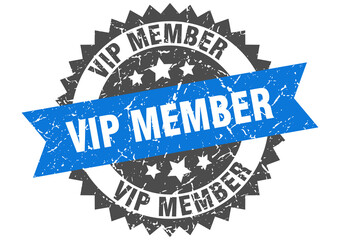 vip member stamp. grunge round sign with ribbon