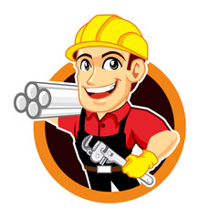 handyman mascot cartoon in vector