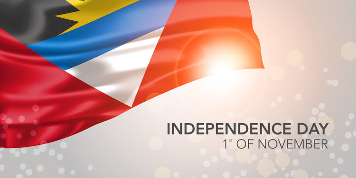 Antigua and Barbuda happy independence day vector banner, greeting card