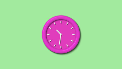 Counting down 12 hours 3d wall clock on green light background,Wall clock isolated