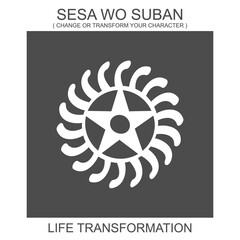 Vector icon with african adinkra symbol Sesa Wo Suban. Symbol of life transformation