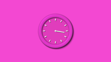 New pink color 3d wall clock isolated on pink background,couting down clock isolated