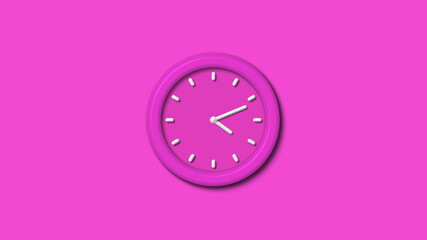 New pink color 3d wall clock isolated on pink background,couting down clock isolated