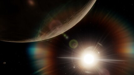 Cosmic landscape, beautiful science fiction wallpaper with endless deep space. 3D render