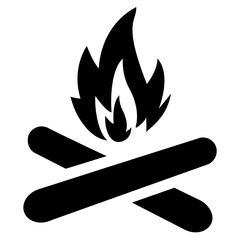 
Fire on woods solid icon design
