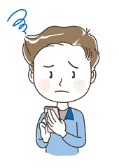 スマホを持っている男性・困っている