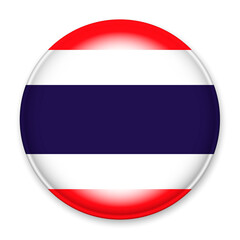 Flag of Thailand in the form of a round button with a light glare and a shadow. The symbol of Independence Day, a souvenir, a button for switching the language on the site, an icon.