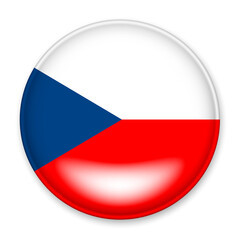 Flag of Czech in the form of a round button with a light glare and a shadow. The symbol of Independence Day, a souvenir, a button for switching the language on the site, an icon.