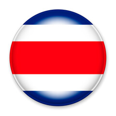 Flag of Costa Rica in the form of a round button with a light glare and a shadow. The symbol of Independence Day, a souvenir, a button for switching the language on the site, an icon.