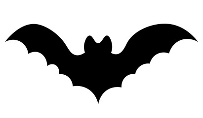 Bat. Vampire animal. Silhouette. Vector illustration. Halloween symbol. Isolated white background. Carrier of dangerous infections. Flat style. A blood-sucking mammal. All Saints Day. 