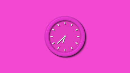 Amazing pink color 12 hours 3d wall clock isolated,3d wall clock