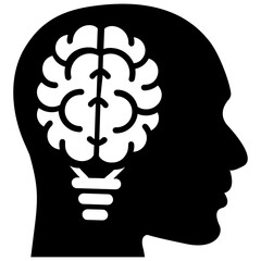 
Mind with bulb symbol of creative idea
