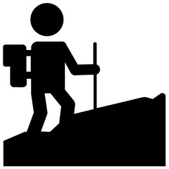 
A person with stick on mountains, trekking 

