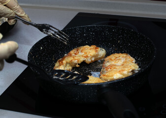 Delicious and healthy fish is fried in a pan in the best way to serve on the dining table.Similar photos.