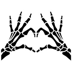 
Skeleton hands are making heart sign 
