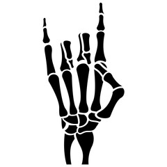 Fototapeta premium A skeleton hand is making rock symbol 