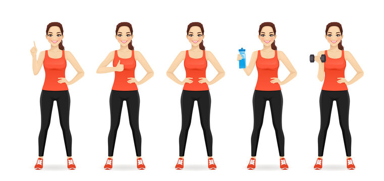 Sport fitness woman in sportswear set isolated vector illustration