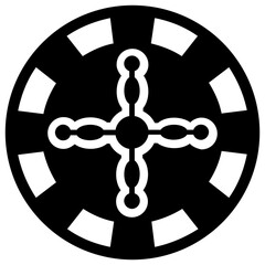 
A round casino coin for poker play and gambling 
