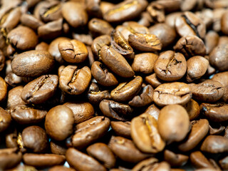 Lots of roasted coffee beans