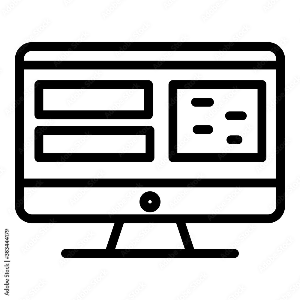 Poster web page on monitor icon. outline web page on monitor vector icon for web design isolated on white b