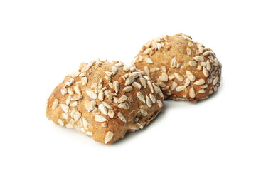 Buns with sunflower seeds isolated on white background